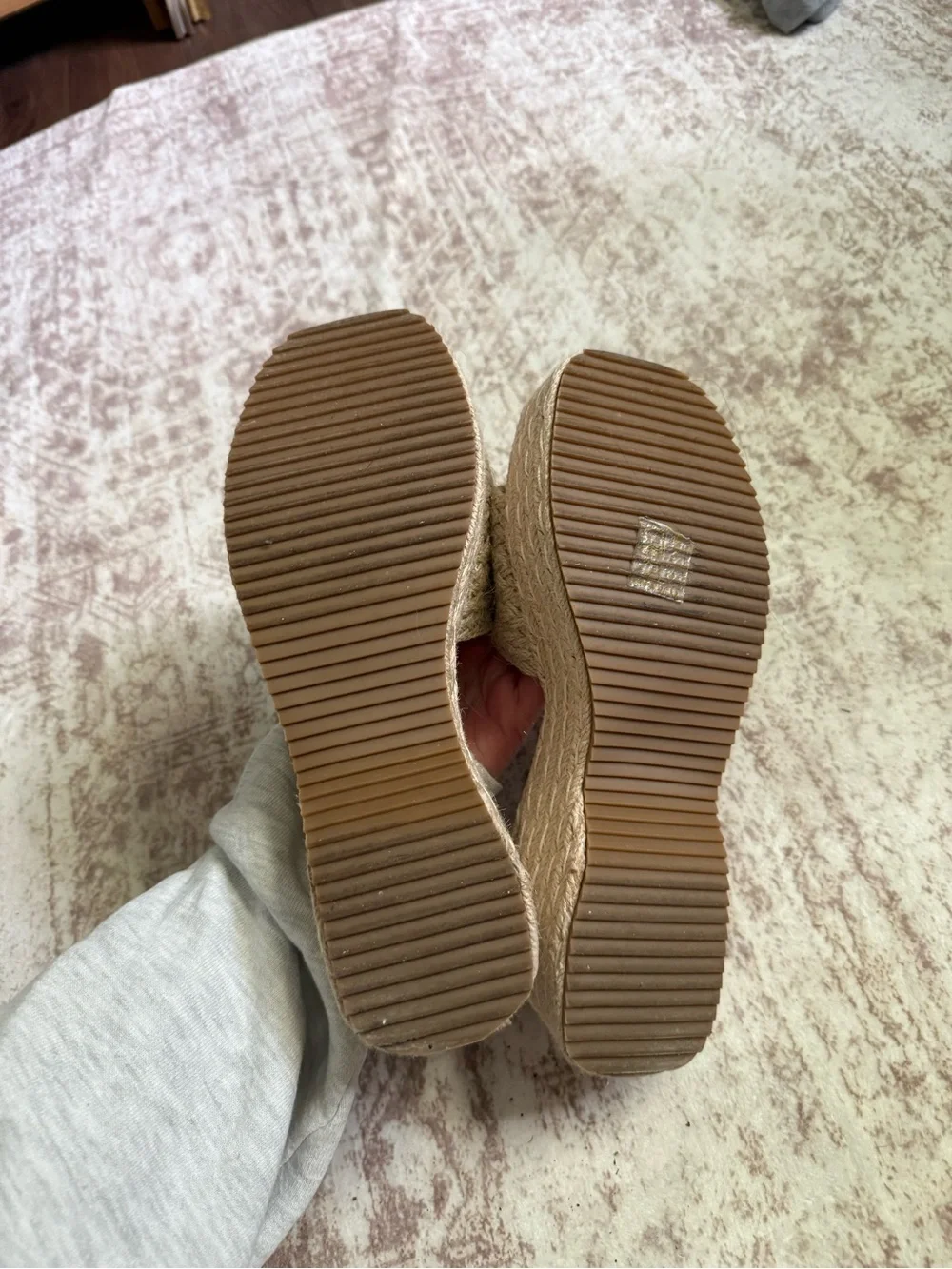 Espadrille woven square toe platform sandals